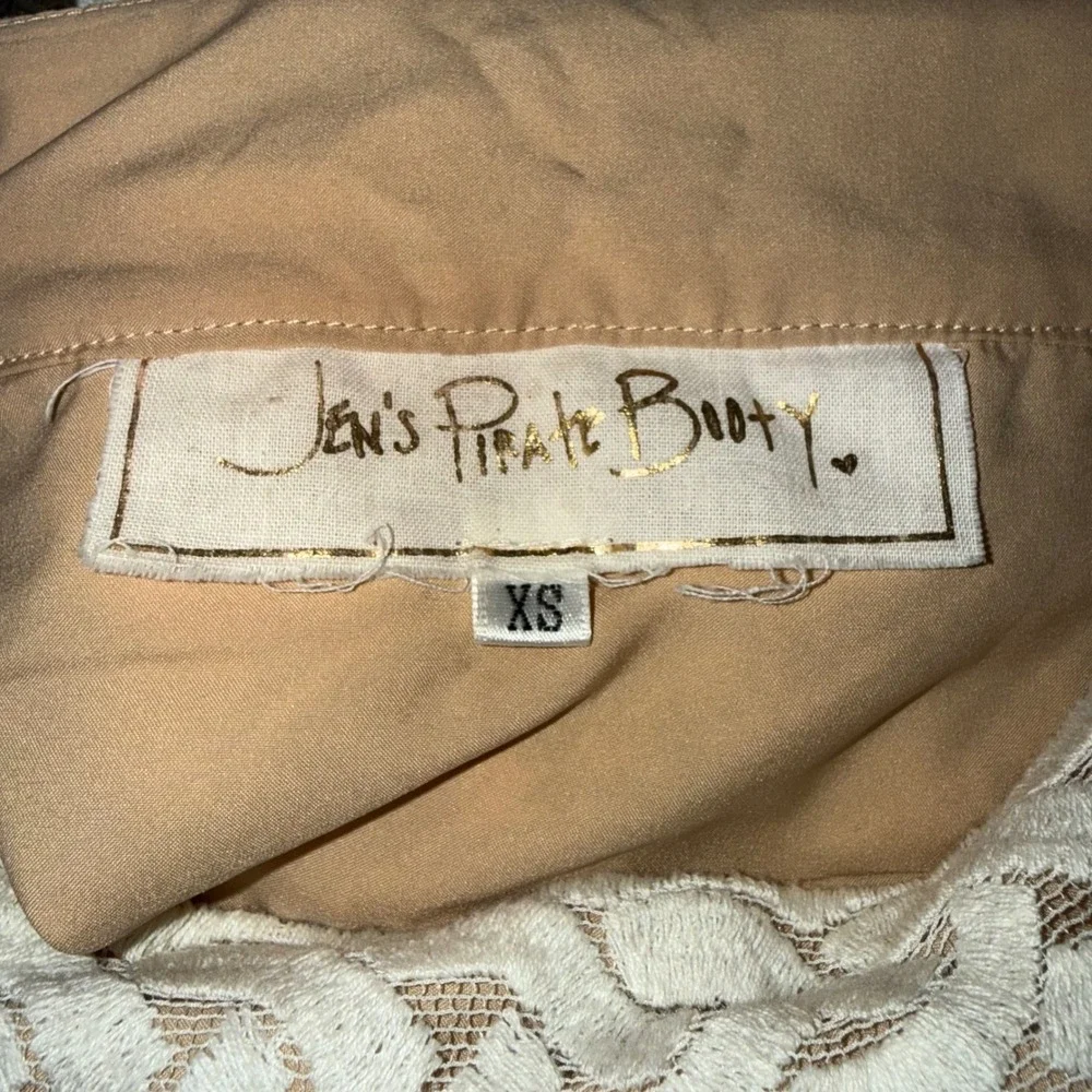 Jen's Pirate‎ Booty Lace Maxi Skirt & Top Set Women XS White Nude Excellent Boho